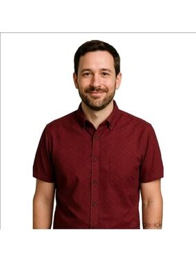 Alfani Red Button Down Casual Shirt Modern Cut